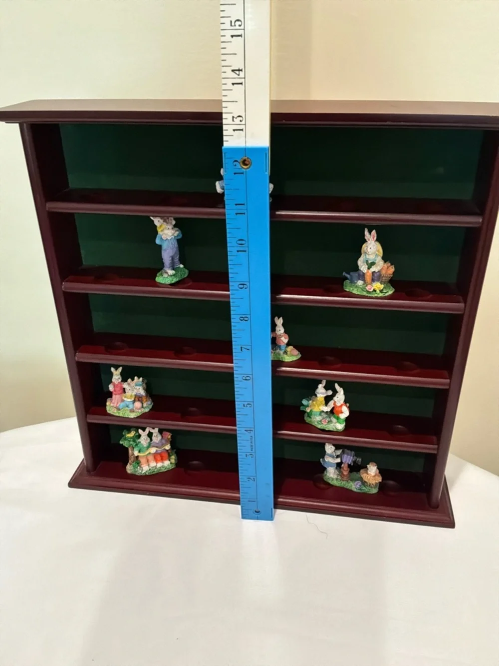 Mahogany Wooden Wall Display Shelf with Green Backing original for golf balls
